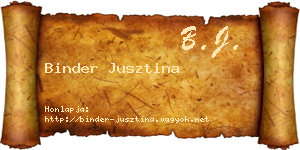 Binder Jusztina névjegykártya